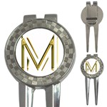 M Monogram Initial Letter M Golden Chic Stylish Typography Gold 3-in-1 Golf Divots Front