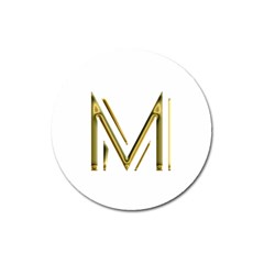 M Monogram Initial Letter M Golden Chic Stylish Typography Gold Magnet 3  (round) by yoursparklingshop