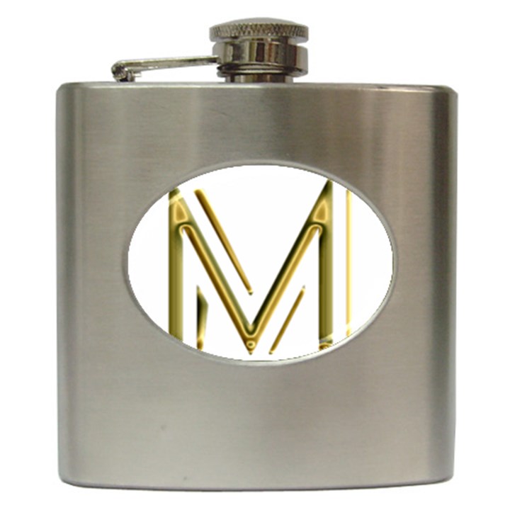 M Monogram Initial Letter M Golden Chic Stylish Typography Gold Hip Flask (6 oz)