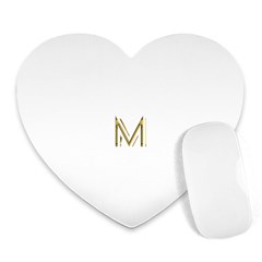 M Monogram Initial Letter M Golden Chic Stylish Typography Gold Heart Mousepads by yoursparklingshop