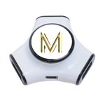 M Monogram Initial Letter M Golden Chic Stylish Typography Gold 3-Port USB Hub Front