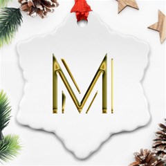 M Monogram Initial Letter M Golden Chic Stylish Typography Gold Ornament (snowflake) 