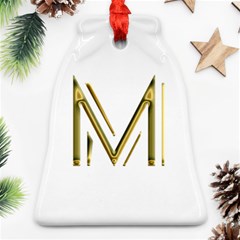 M Monogram Initial Letter M Golden Chic Stylish Typography Gold Ornament (bell) 