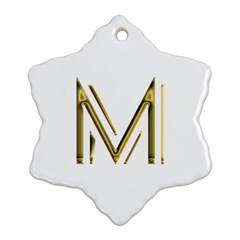 M Monogram Initial Letter M Golden Chic Stylish Typography Gold Snowflake Ornament (2-side)