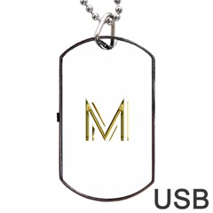 M Monogram Initial Letter M Golden Chic Stylish Typography Gold Dog Tag Usb Flash (one Side) by yoursparklingshop