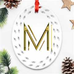 M Monogram Initial Letter M Golden Chic Stylish Typography Gold Ornament (oval Filigree) 