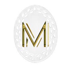 M Monogram Initial Letter M Golden Chic Stylish Typography Gold Oval Filigree Ornament (2-side)  by yoursparklingshop