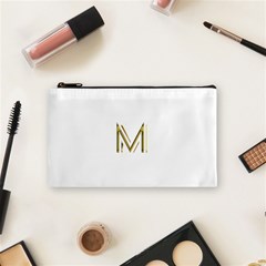 M Monogram Initial Letter M Golden Chic Stylish Typography Gold Cosmetic Bag (small)  by yoursparklingshop