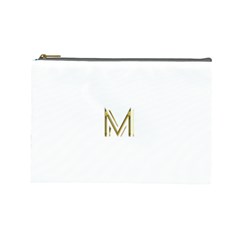 M Monogram Initial Letter M Golden Chic Stylish Typography Gold Cosmetic Bag (large)  by yoursparklingshop