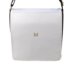 M Monogram Initial Letter M Golden Chic Stylish Typography Gold Flap Messenger Bag (l)  by yoursparklingshop