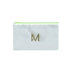 M Monogram Initial Letter M Golden Chic Stylish Typography Gold Cosmetic Bag (xs) by yoursparklingshop