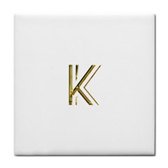 Monogrammed Monogram Initial Letter K Gold Chic Stylish Elegant Typography Tile Coasters by yoursparklingshop