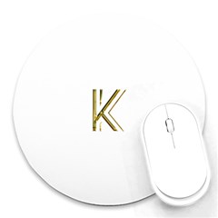 Monogrammed Monogram Initial Letter K Gold Chic Stylish Elegant Typography Round Mousepads by yoursparklingshop