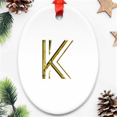 Monogrammed Monogram Initial Letter K Gold Chic Stylish Elegant Typography Ornament (oval) 