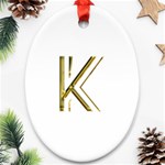 Monogrammed Monogram Initial Letter K Gold Chic Stylish Elegant Typography Ornament (Oval)  Front