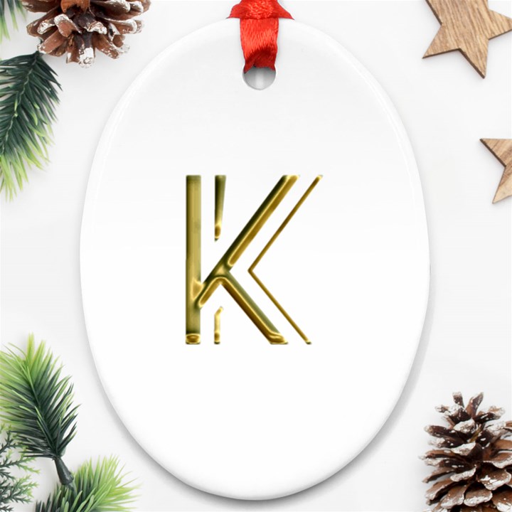 Monogrammed Monogram Initial Letter K Gold Chic Stylish Elegant Typography Ornament (Oval) 