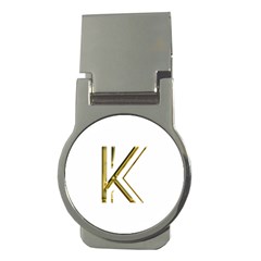 Monogrammed Monogram Initial Letter K Gold Chic Stylish Elegant Typography Money Clips (round) 