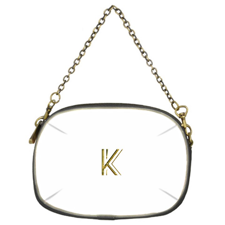 Monogrammed Monogram Initial Letter K Gold Chic Stylish Elegant Typography Chain Purses (One Side) 