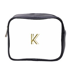 Monogrammed Monogram Initial Letter K Gold Chic Stylish Elegant Typography Mini Toiletries Bag 2-side by yoursparklingshop