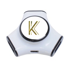 Monogrammed Monogram Initial Letter K Gold Chic Stylish Elegant Typography 3-port Usb Hub by yoursparklingshop