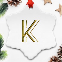 Monogrammed Monogram Initial Letter K Gold Chic Stylish Elegant Typography Ornament (snowflake) 