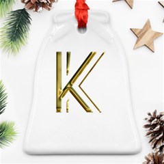 Monogrammed Monogram Initial Letter K Gold Chic Stylish Elegant Typography Bell Ornament (2 Sides) by yoursparklingshop