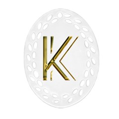 Monogrammed Monogram Initial Letter K Gold Chic Stylish Elegant Typography Oval Filigree Ornament (2-side) 