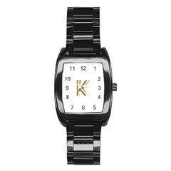 Monogrammed Monogram Initial Letter K Gold Chic Stylish Elegant Typography Stainless Steel Barrel Watch by yoursparklingshop