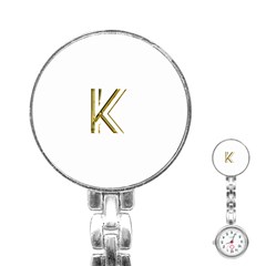 Monogrammed Monogram Initial Letter K Gold Chic Stylish Elegant Typography Stainless Steel Nurses Watch by yoursparklingshop