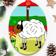 Urban Sheep Oval Ornament (two Sides)