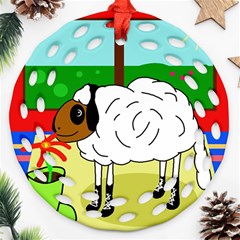 Urban Sheep Round Filigree Ornament (2side) by Valentinaart