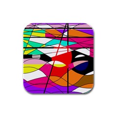 Abstract Waves Rubber Square Coaster (4 Pack) 