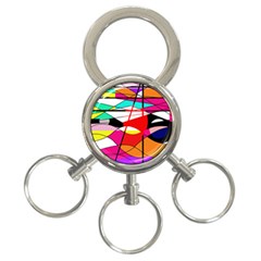 Abstract Waves 3-ring Key Chains