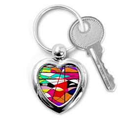 Abstract Waves Key Chains (heart)  by Valentinaart