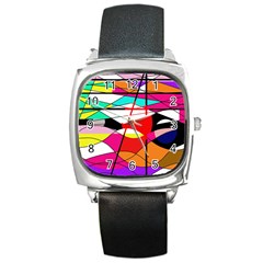 Abstract Waves Square Metal Watch