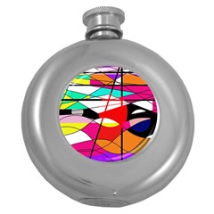 Abstract Waves Round Hip Flask (5 Oz) by Valentinaart