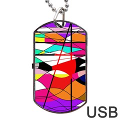 Abstract Waves Dog Tag Usb Flash (two Sides) 