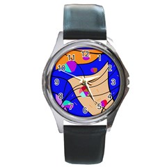 Decorative Abstract Art Round Metal Watch