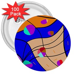 Decorative Abstract Art 3  Buttons (100 Pack) 