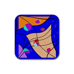 Decorative Abstract Art Rubber Square Coaster (4 Pack)  by Valentinaart