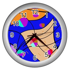 Decorative Abstract Art Wall Clocks (silver) 