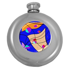 Decorative Abstract Art Round Hip Flask (5 Oz)