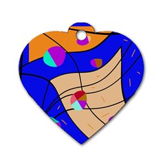 Decorative Abstract Art Dog Tag Heart (two Sides)