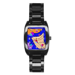 Decorative Abstract Art Stainless Steel Barrel Watch