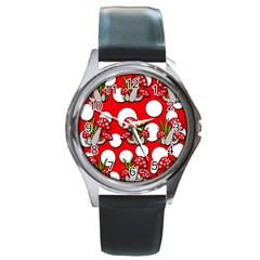 Mushrooms Pattern Round Metal Watch