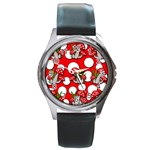 Mushrooms pattern Round Metal Watch Front