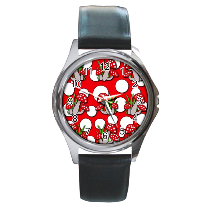 Mushrooms pattern Round Metal Watch