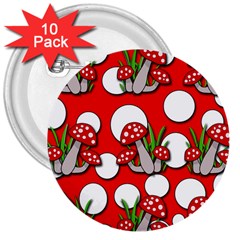 Mushrooms Pattern 3  Buttons (10 Pack) 