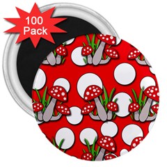 Mushrooms Pattern 3  Magnets (100 Pack)