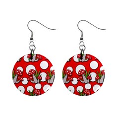 Mushrooms Pattern Mini Button Earrings